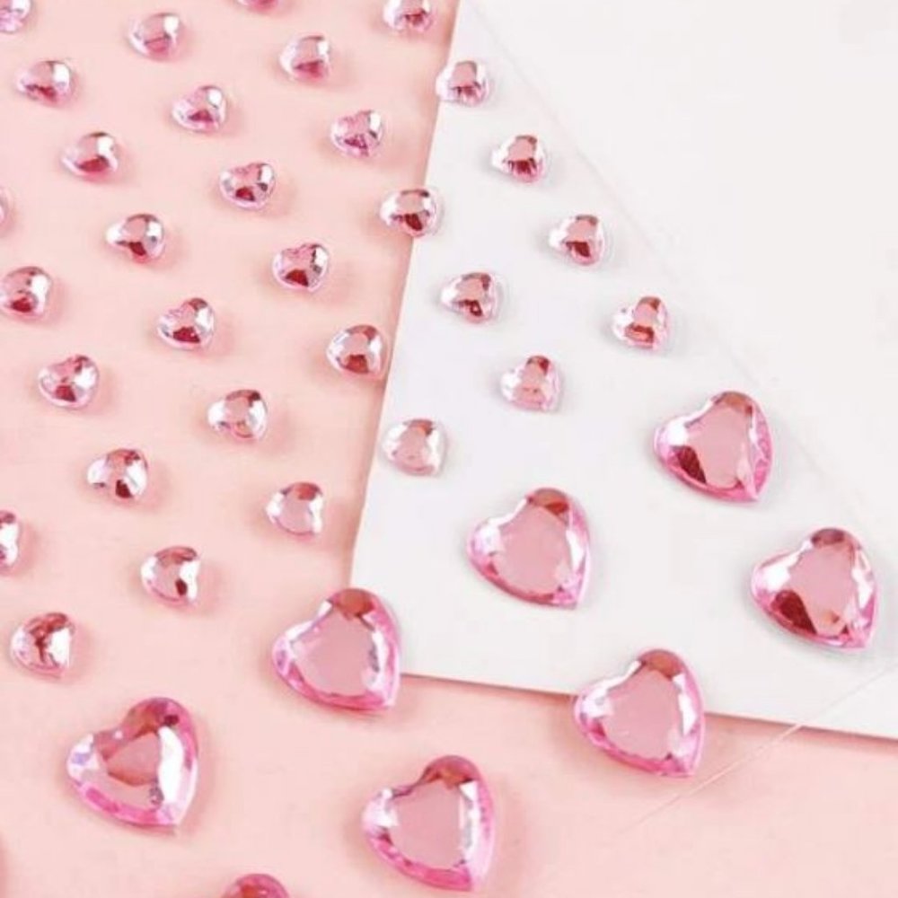 1 Sheet of Heart Rhinestone Face Gems